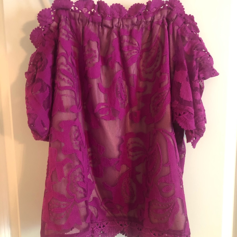 Purple Lace Off-Shoulder Top